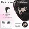EMMOR 10 Inch Clip in Bangs, 100% Human Hair Bangs Hair Clip with 3 Secure Clips, 360°Cover Top HairPieces with Wispy Fringes for Women enhancing Facial Features(Black)