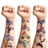 106 PCS Dirt Bike Temporary Tattoos Sticker Motocross Bicycle Sport Birthday Party Decorations Favors Supplies Gifts Boys Girls Men Women Cute Motorcycle Fake Tattoo School Prizes Carnival Game