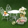 9 Pcs Dollhouse Garden Table Chair Set, 1/12 Scale Metal Miniature Patio Set Fairy Garden Furniture Accessories, Table Chair, 3 Potted Plant, Little Squirrel and Watering Can,for Dollhouse Lovers