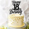 1 PCS Happy 18th Birthday Cake Topper Glitter Cheers to 18 Years Birthday Cake Pick Eighteen Hello 18 Fabulous Cake Decoration for Happy 18th Birthday Anniversary Party Decorations Supplies Black