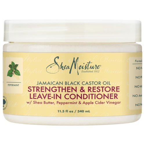 Shea Moisture Leave in Conditioner, 100% Pure Jamaican Black Castor Oil Strengthen & Restore for Healthy Hair Growth, Vitamin E, Curly Hair Products Safe for Hair Color, Family Size, 11.5 Oz