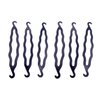 6PCS Black Plastic Bun Maker Curler Double Hook Hair Styling Crooked Hairpins Donut Bun Head Hair Twist Braid Hairdressing Tool Elegance Updo Hairstyles for Women Lady Girls