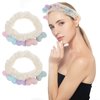 Beaupretty 2pcs Plush Spa Headband Cute Heart Coral Fleece Makeup Headband Soft Elastic Head Wrap Cosmetic Bow Hair Bands Women Facial Hair Scrunchies for Shower (White)