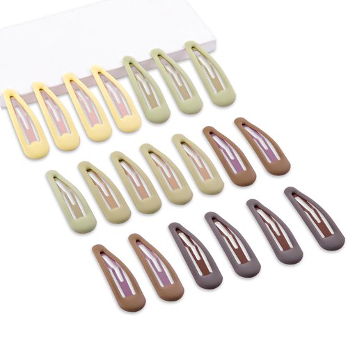 Cptots Medium Hair Barrettes For Women No Slips Metal Snap Hair Clips For Thin Hair And Fine Hair,Brown Yellow,20 PCS,2.36 x 0.6 Inches