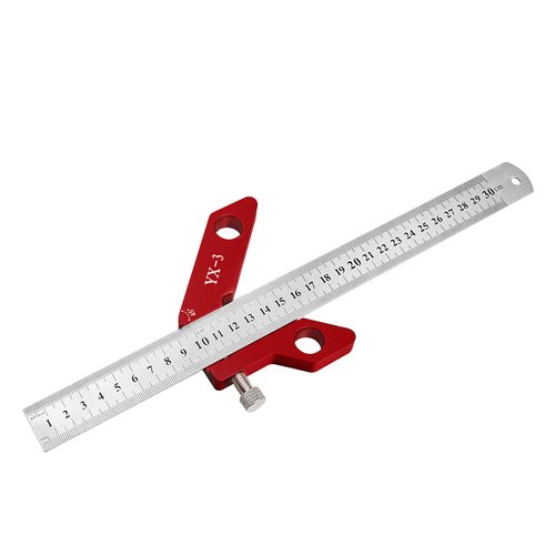 DDWT YX-3 Center Finder Woodworking Square Center Scribe 45 90 Degrees Angle Line Scriber Marking Tools Metric and Inch Ruler Magnetic Wood Measuring Scribe Tool