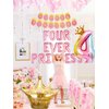 Four Ever a Princess Birthday Decorations Pink Gold Princess Castles Balloon Garland Crown Number 4 Foil Balloons Banner for 4 Years Old Birthday Party Decor Supplies