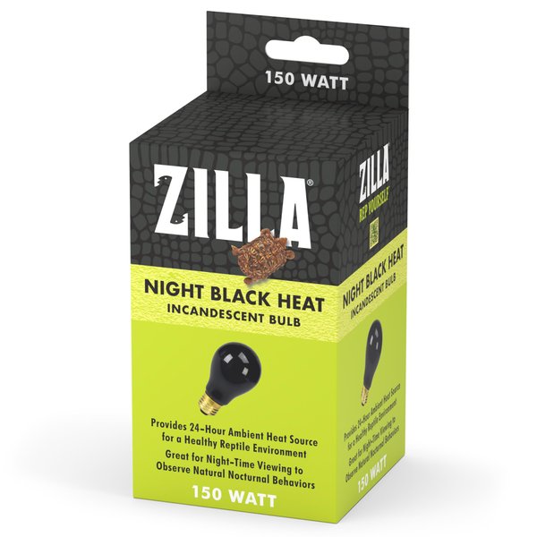 Zilla Reptile Terrarium Incandescent Heat Bulb, Night Black, 150 Watts