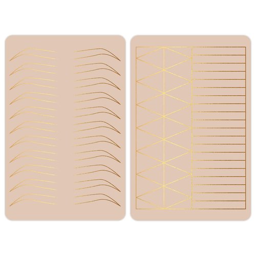 Guapa 2pcs Silicone Permanent Makeup Practice Skin Dual-Sided Brows Lips Brushing Tiny Tattoo Practice Skin with Design (White Skin Hairstrokes-Silver Outlines)