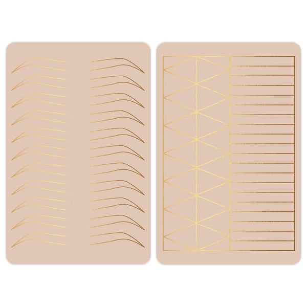 Guapa 2pcs Silicone Permanent Makeup Practice Skin Dual-Sided Brows Lips Brushing Tiny Tattoo Practice Skin with Design (White Skin Hairstrokes-Silver Outlines)