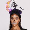 Fashey Halloween Light Up Headband LED Lighting Moon Headbands Black Rose Hairband Festival Witch Costume Hair Accessories for Women and Girls