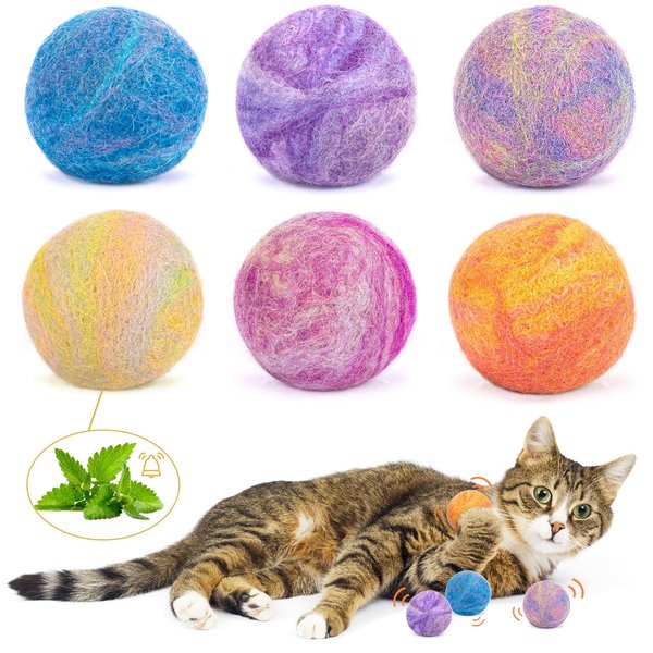 Retro Shaw Catnip Toys, Catnip Balls with Bell, Cat Toys with Silvervine and Catnip, Catnip Toys for Cats, Cat Toys for Indoor Cats, Cat Chew Toy, Cat Nip Toys for Cats Kittens Kitty, 6 Pack