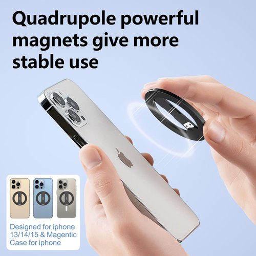 ZXM Magnetic Kickstand Attachment for iPhone,Magnetic Phone Stand,Phone Kickstand for Magsafe,X1 Magsafe Stand for iPhone 15,14,13,12,11 Series&Huawei,Samsung,Black