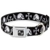 Dog Collar Seatbelt Buckle Buckle Down Skulls Wings Black White 11 to 17 Inches 1.0 Inch Wide