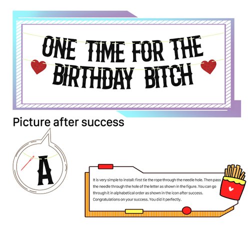One Time for The Birthday Bitch Banner, It's My F*cking Birthday Banner,Happy Birthday Bunting Backdrops, Funny Birthday Sign for Adult Birthday Party Decorations Supplies