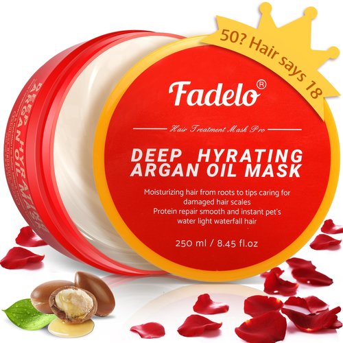 Hydrating Hair Mask for Damaged Hair – Deep Conditioning with Keratin & Argan Oil, Vitamin E for Intense Repair – Moisturizing Treatment for Dry, Frizzy, Colored Hair – Sulfate & Paraben-Free, 250ml