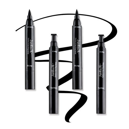 JunKuJK Eyeliner Pen with Eye Makeup Stamp Eyeliner 4 Pack,Waterproof Long Lasting Smudge-proof Liquid Eyeliner Stamp Pencil,Quick-Drying Dual-ended Eyeliner Stamp
