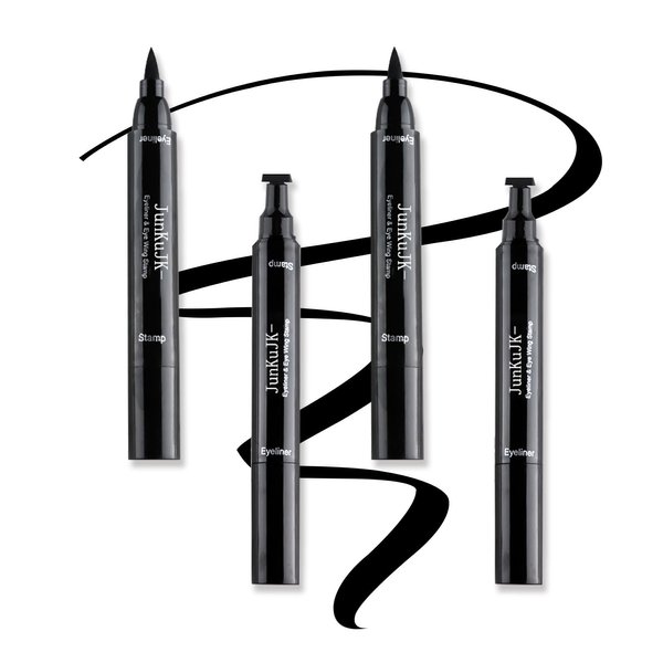 JunKuJK Eyeliner Pen with Eye Makeup Stamp Eyeliner 4 Pack,Waterproof Long Lasting Smudge-proof Liquid Eyeliner Stamp Pencil,Quick-Drying Dual-ended Eyeliner Stamp