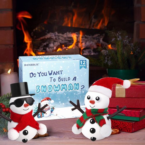 BANBBUR 12 Pack Christmas Stocking Stuffers for Kids,Christmas Crafts for Kids,Modeling Clay DIY Build a Snowman Crafts Kit Bulk Christmas Gifts Activities