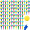 Meooeck 128 Pcs Ice Cream Shooter Bulk 4 Inch Ice Cream Prizes Cone Ice Cream Party Favors Foam Ball Launcher for Girls and Boys Carnival Birthday Game Prizes Decorations