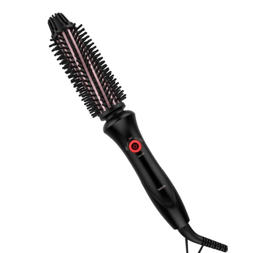 Curling Iron Brush 1 Inch, Heated Styling Round Brush Curling Iron Travel Dual Voltage，3 Temps Anti-Scald Hot Curling Brush Culer for Short Hair