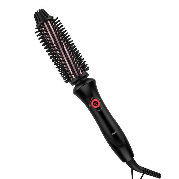 Curling Iron Brush 1 Inch, Heated Styling Round Brush Curling Iron Travel Dual Voltage，3 Temps Anti-Scald Hot Curling Brush Culer for Short Hair