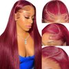 Valkous 26 Inch Red Straight Lace Front Wigs Human Hair Pre Plucked Burgundy Lace Front Wigs Human Hair Straight Wigs for Women Glueless 13x4 Lace Front Wigs Human Hair Colored 180% Density 99j Wigs