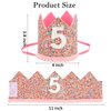 SuPoo Girls Princess Tiara with Elastic Band - Glitter Birthday Crown, Happy Birthday Party Cap, 5 Year Old Decorations Supplies