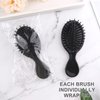HQSLsund 10 Pack Mini Hair Brushes Bulk, Mini Hair Brush Individually Wrapped, Soft Bristles Adds Shine, Scalp Massage and Detangling, Safe for All Hair Types Extensions, Wigs(Bright Black)