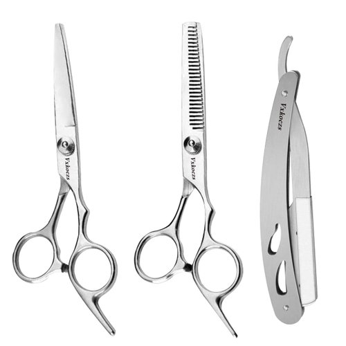 VXKOCZS Professional Hair Scissors Set include Barber Scissors and Thinning Shears,hair cutting scissors, ergonomic blades, hair cutting shears for men, women, children and pets (6 PCS)