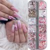 12 Grids Hexagon Nail Art Glitter Holographic Mermaid Nail Glitter Sequins Pink Heart Nail Sequins Chunky Shiny Star Nail Art Supplies Nail Glitter Powder for Women DIY Acrylic Nail Decoration