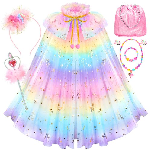LIMIROLER Toddler Dress Up Toys Princess Dress Up Cape Gift Set Princess Dress Up Clothes Christmas Birthday Gift Kit for Toddler Girls Age 3-8 Years Old