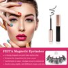 Magnetic Lashes with Applicator & Magnetic Eyeliner Kit - FEITA Reusable 3D 5D Magnetic Eyelashes Pack with 1 Tweezers & Upgraded 4 Tubes Magnetic Eyeliner, No Glue (15 Packs)