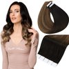 Full Shine Tape in Hair Extensions 16 Inch Black Tape in Human Hair 1B Fading to 6 and 27 Honey Blonde Skin Weft Hair Extensions Tape in 20 Pcs 50 Grams Tape in Real Hair Extensions