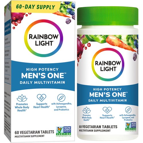 Rainbow Light Multivitamin for Men, Vitamin C, D & Zinc, Probiotics, Men's One Multivitamin Provides High Potency Immune Support, Non-GMO, Vegetarian, 60 Tablets
