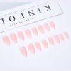 RikView Pink Press on Nails Medium Fake Nails Almond Nails with Pearls Glossy Nails for Women 24 PCs/Set