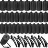 40 Pieces Sponge Hair Rollers Satin Rollers for Black Hair, Silk Rollers Foam hair Rollers Hair Curlers with Duck Teeth Hair Clips for Hairdressing Styling (Black, Multi-size)