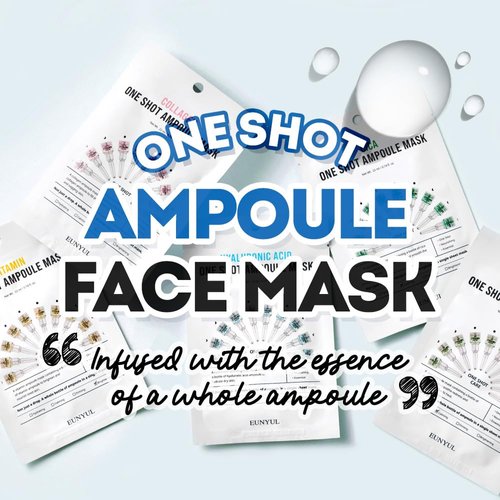 EUNYUL [PACK OF 10] One Shot Ampoule Sheet Mask Pack [5types x 2pcs] Vitamin, Collagen, Cica, Aloe, Hyaluronic Acid face mask beauty