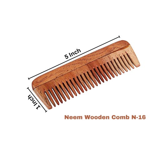 SVATV Handcrafted Neem wood Comb For Detangling Hair For Thick, Curly And Wavy Hair, Non-static And Eco-friendly With Wide Tooth For Grooming Hair Comb - (N-16)