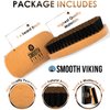 Smooth Viking Beard Brush Gift Set for Men - Natural Boar Bristle Hair Brush - Facial Hair Styling, Grooming & Shaping Tools