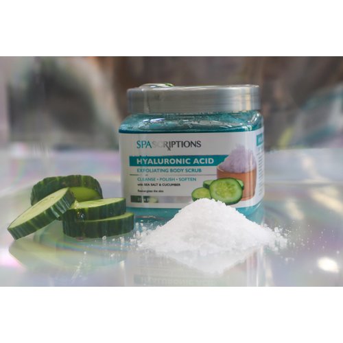 Spascriptions Hyaluronic Acid Exfoliating Body Scrub, 21 oz, Ultra Hydrating and Exfoliating Scrub for Nourishing Essential Body Care