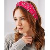 mokkia Hot Pink Headband Western Headbands for Women Jeweled Rhinestone Crystal Knotted Headbands Wide Cowgirl Cowboy Boots Hats Hairbands Cowgirl Hair Accessories Spring Summer Headwear (Rose Red)