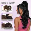 SOMOREATY Ponytail Extension, Claw Clip & Drawstring 2-in-1 Ponytail Extensions Synthetic Hairpiece 24" Long Curly Wavy Layered Hair Extension Pony Tails for Women(Silver Grey to White Ends)