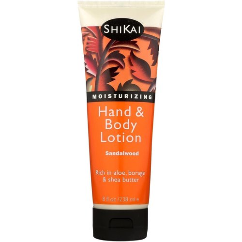 ShiKai Hand & Body Lotion (Sandalwood, 8oz) | Daily Moisturizing Skincare for Dry and Cracked Hands | With Aloe Vera & Vitamin E