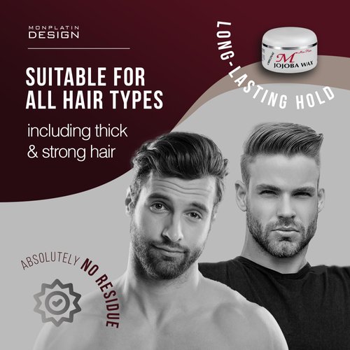Mon Platin Professional Hair Wax - 150 ml Moisturizing Grooming Wax for Men's Wet and Shiny Look Styling with Jojoba Oil Essence and Pure Water for Scalp Enrichment