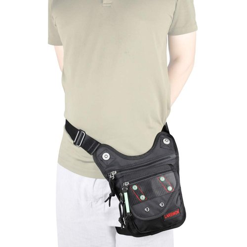 Thigh Pack, Leg Bag, Larswon Tactical Fanny Pack Hiking Bag Leg Pouch Black
