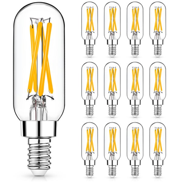 Mlambert 12 Pack E12 LED Edison Bulb,4W Equal 40W e12 Candelabra Bulb 2700K,Dimmable T6 T25 LED Bulb,E12 Bulb,Small Bulb for Chandelier,not E26 Base