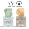 Kitsch Tea Tree Solid Shampoo & Coconut Oil Conditioner Bar, Shampoo and Conditioner Set for Clarifying Grease & Deep Moisturizing, Natural Organic, Paraben & Sulfate Free, Travel Size Hair Care,2pack