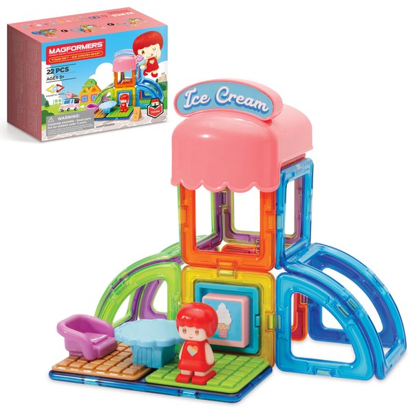 Magformers - Town Ice Cream Shop Set, Multicolor, Magnetic Building Tiles, Blocks - Educational Magnetic Building STEM Toy