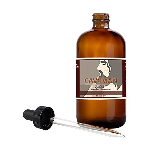 Caveman Peppermint Pine Beard Oil, Leave in Conditioner, 2oz Glass Bottle and Dropper