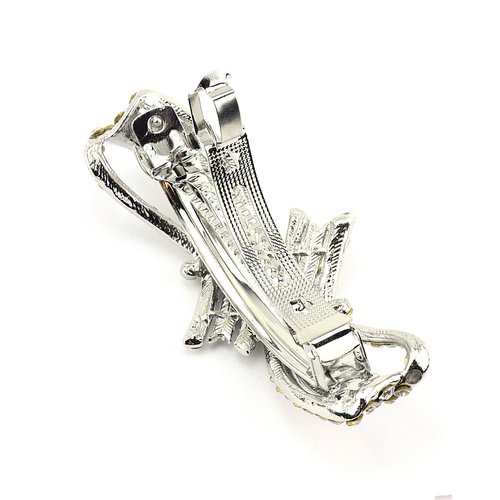 Women&#39;s Rhinestone Metal Hair Barrette Clip Hair Pin Antique Silver IMB2104, Multi